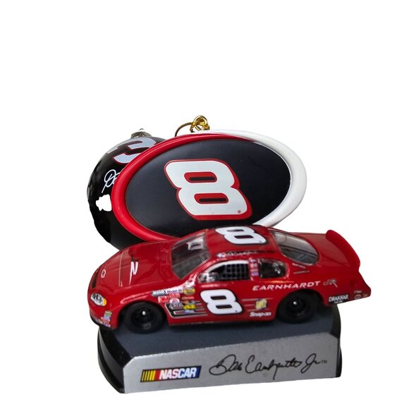 Dale Earnhardt and Earnhardt Jt #3 #8 NASCAR Ornament Set - Race Car & Trophy - Picture 7 of 11